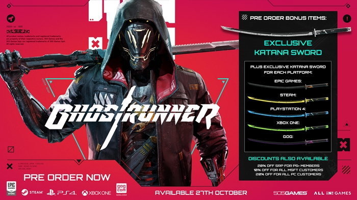 ผู้ที่รับ Ghostrunner บน eShop จะได้รับรางวัล Katana Sword สุดพิเศษและ Nintendo Katana Sword สุดพิเศษเพื่อใช้ในเกม